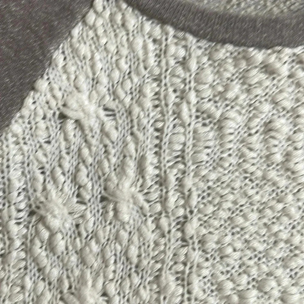 Lucky Brand Ivory Cable Knit 3/4 Sleeve Pullover Sweater - Size M - Picture 4 of 8